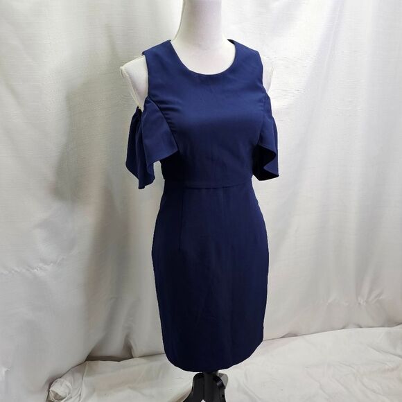 Bardot Navy Blue Cold Shoulder Jessie Dress Size 6 - Picture 6 of 11